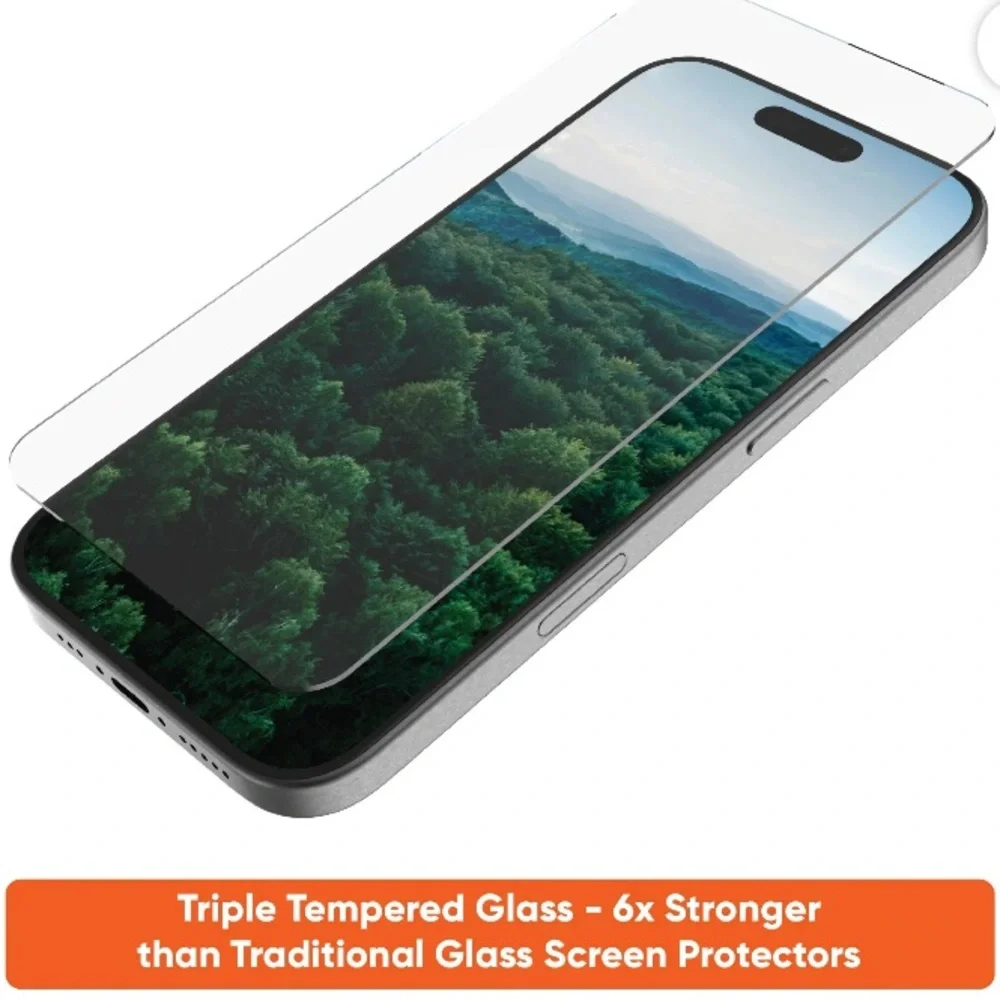 Onn Iphone 16 Plus Glass Screen Protector With Advanced DefenseTech Protection